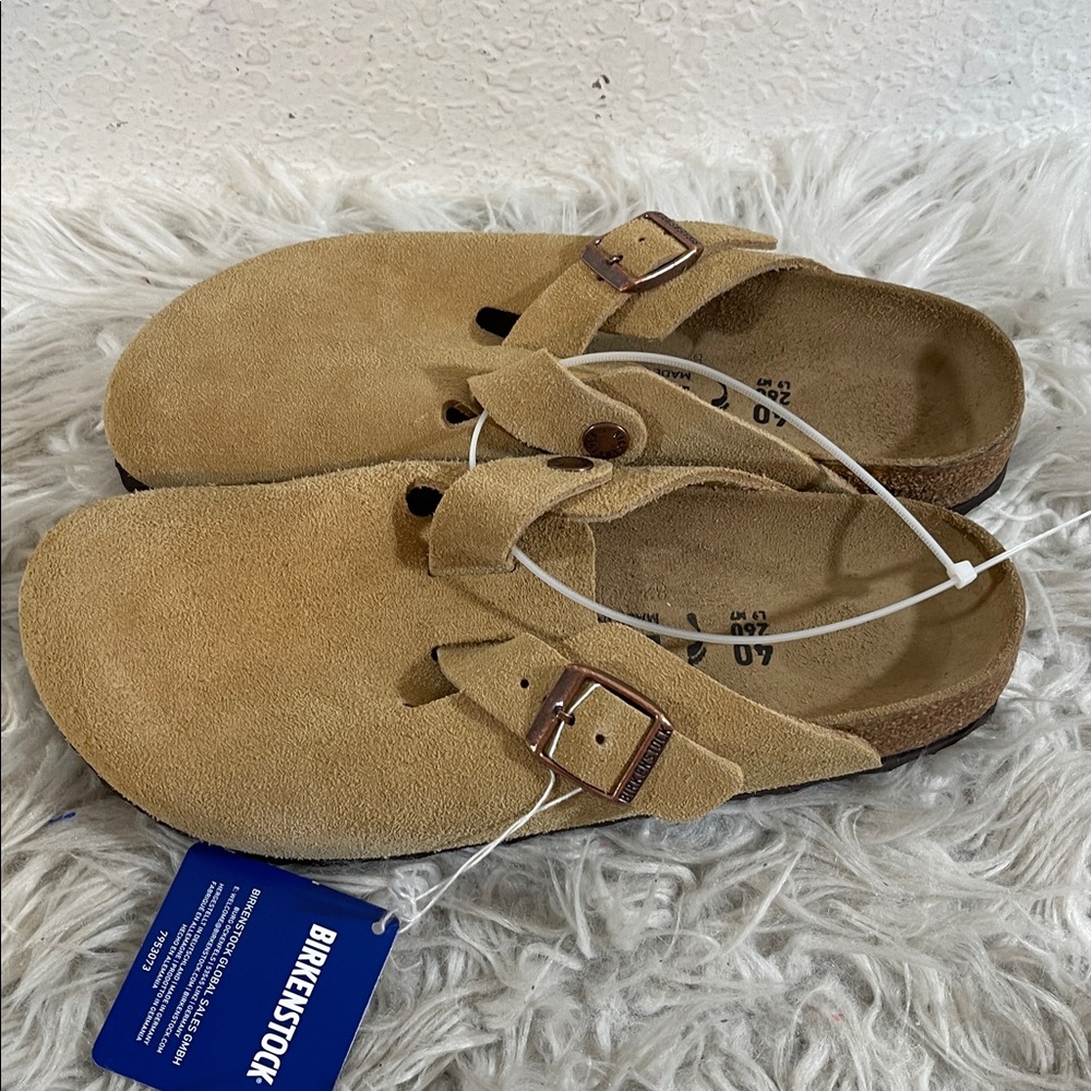 BIRKENSTOCK Boston Clog Latte Cream Leather Slip On Size 9 NEW - Picture 9 of 16